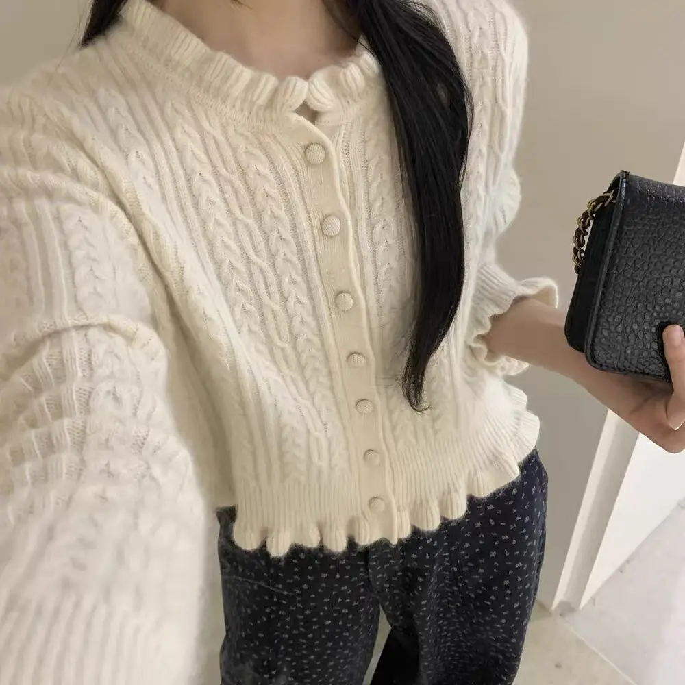 한국인기 꽈배기 라운드넥 울 가디건 상세 이미지 3