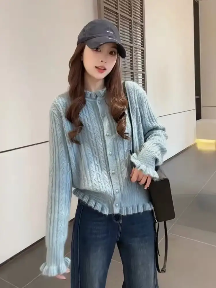 한국인기 꽈배기 라운드넥 울 가디건 상세 이미지 5