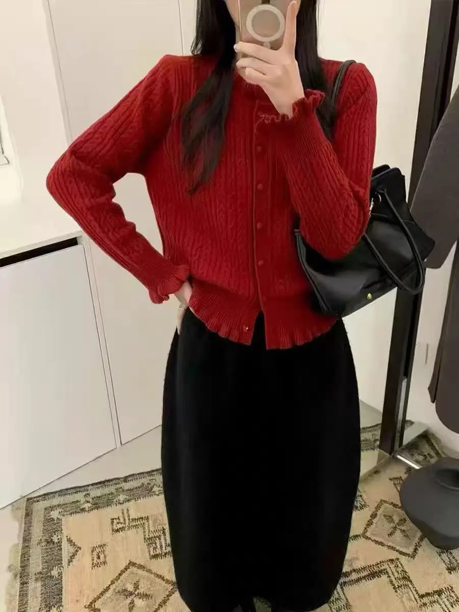 한국인기 꽈배기 라운드넥 울 가디건 상세 이미지 9