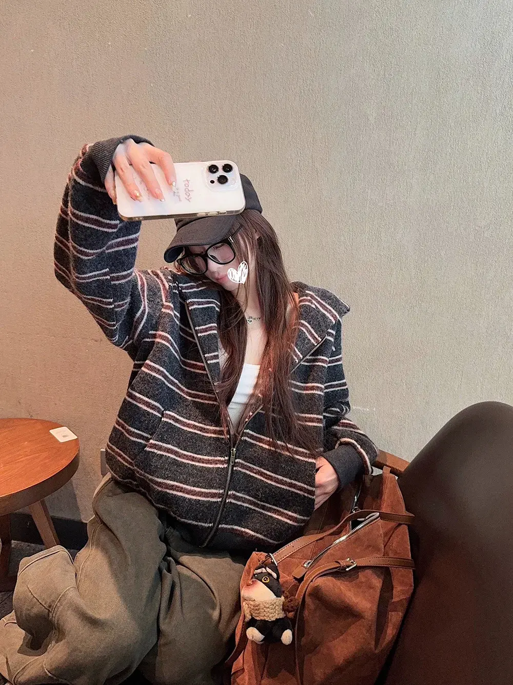 레트로 스트라이프 울 가디건 상세 이미지 1