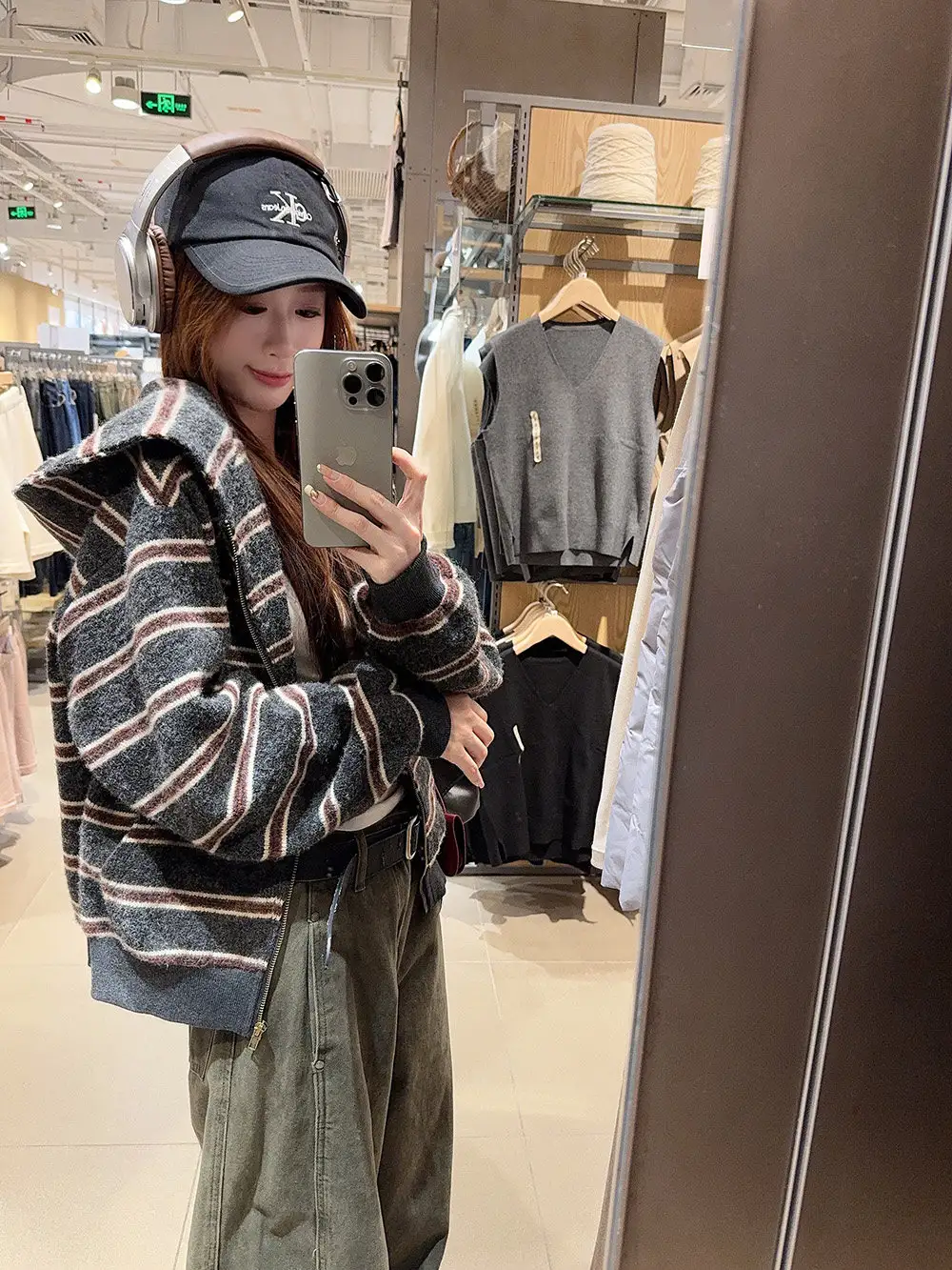 레트로 스트라이프 울 가디건 상세 이미지 6