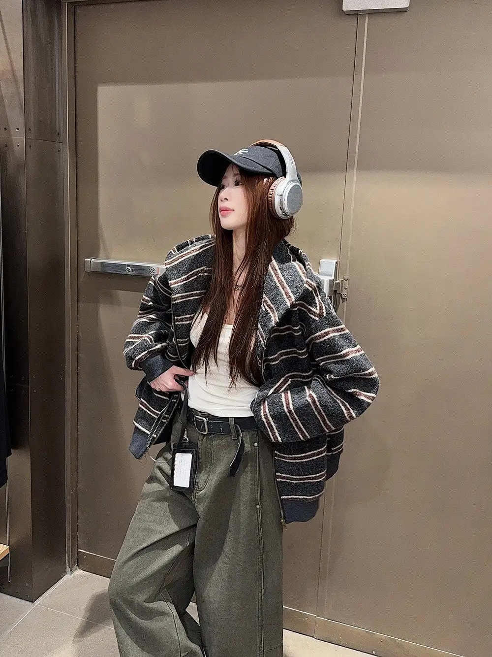 레트로 스트라이프 울 가디건 상세 이미지 8