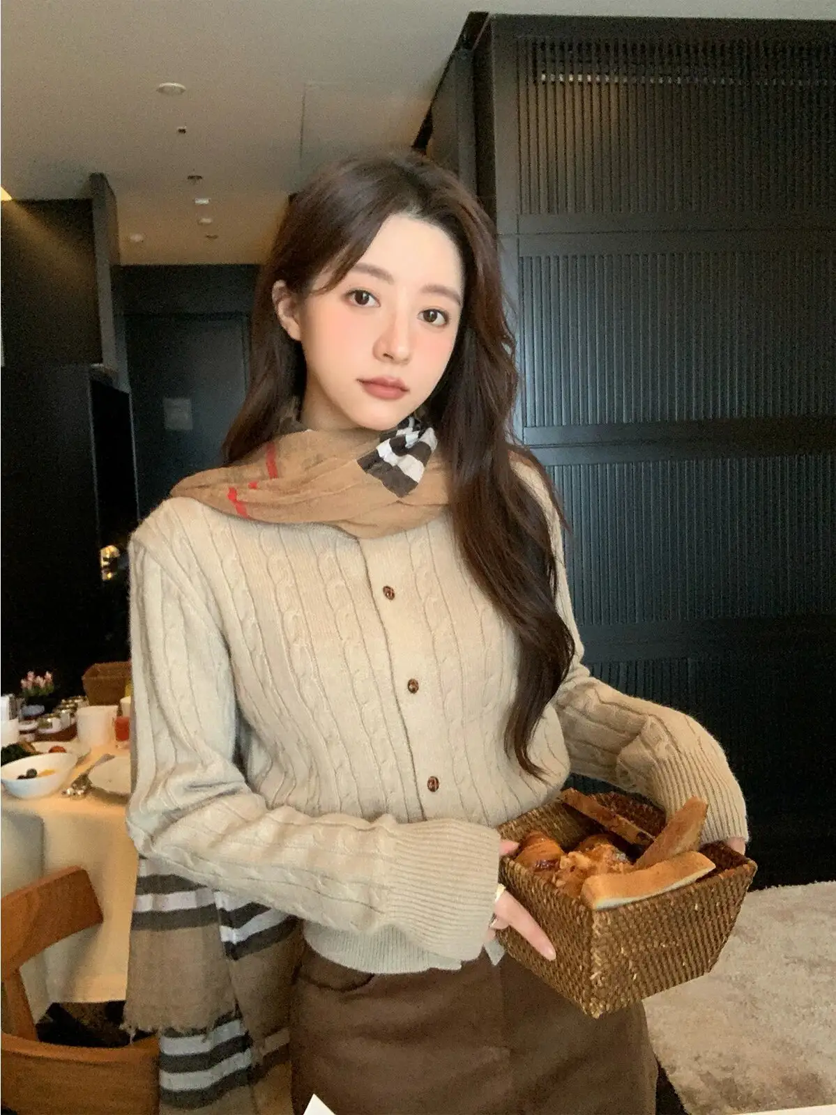 한국인기 꽈배기 라운드넥 가디건 상세 이미지 3