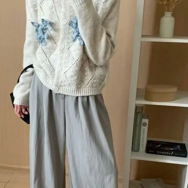 한국인기 리본 디테일 자수 가디건 상세 이미지 7