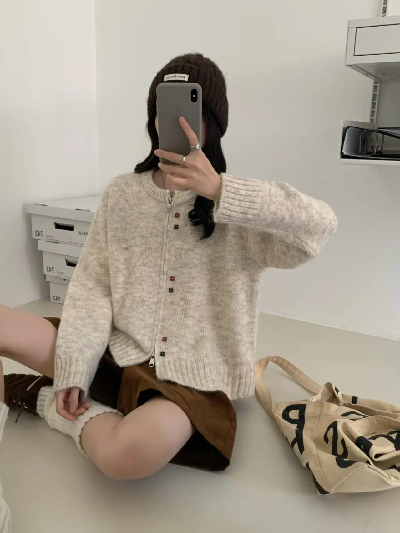 레트로 더블 지퍼 울 가디건 상세 이미지 1