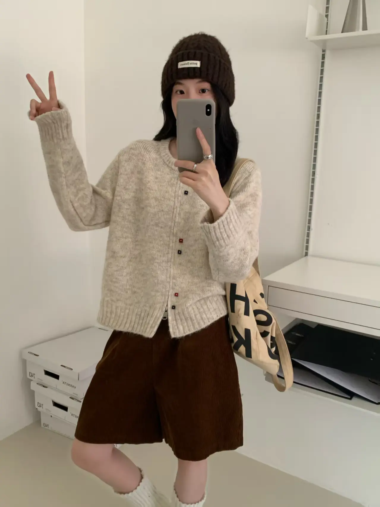 레트로 더블 지퍼 울 가디건 상세 이미지 2