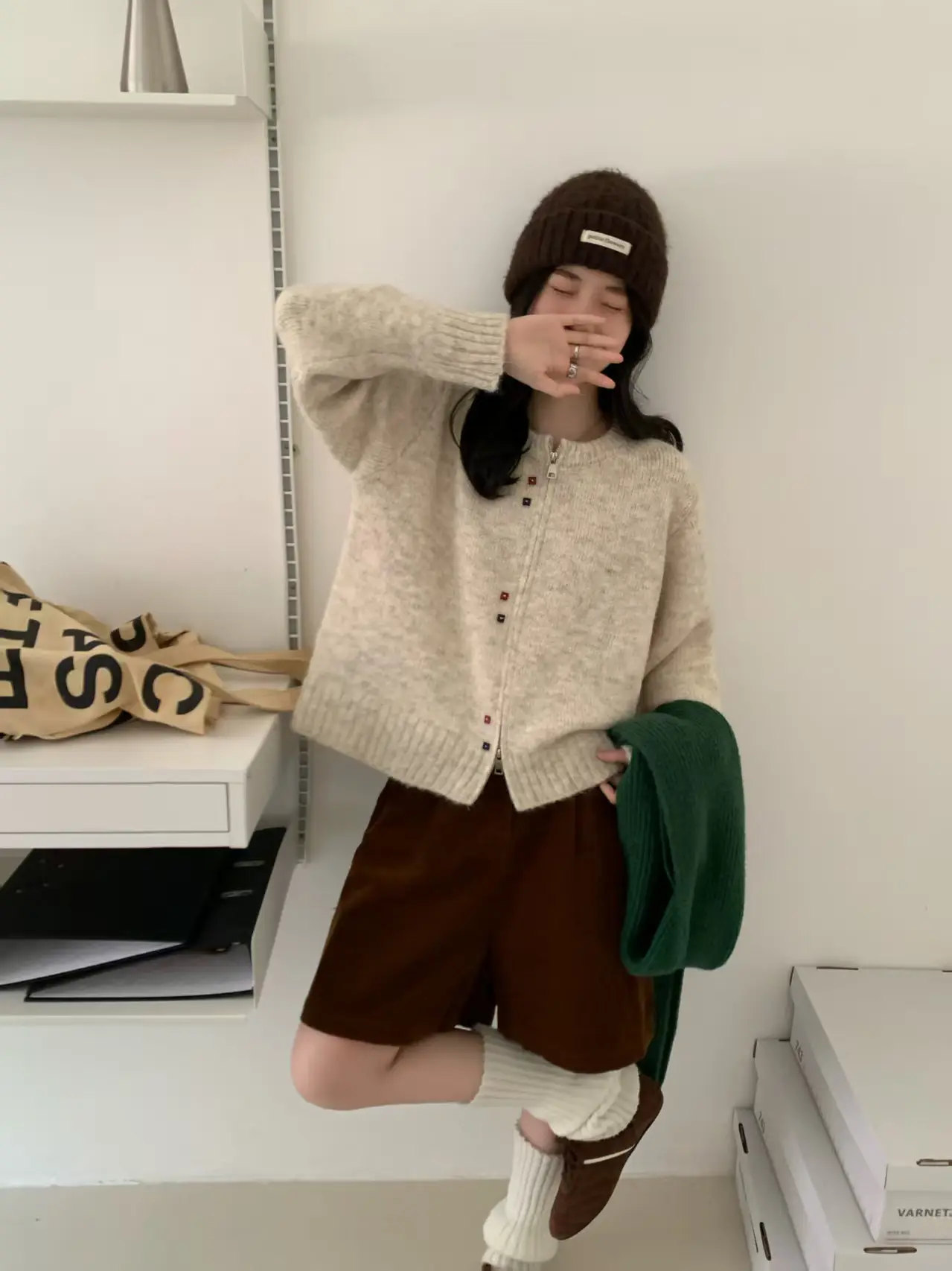 레트로 더블 지퍼 울 가디건 상세 이미지 4