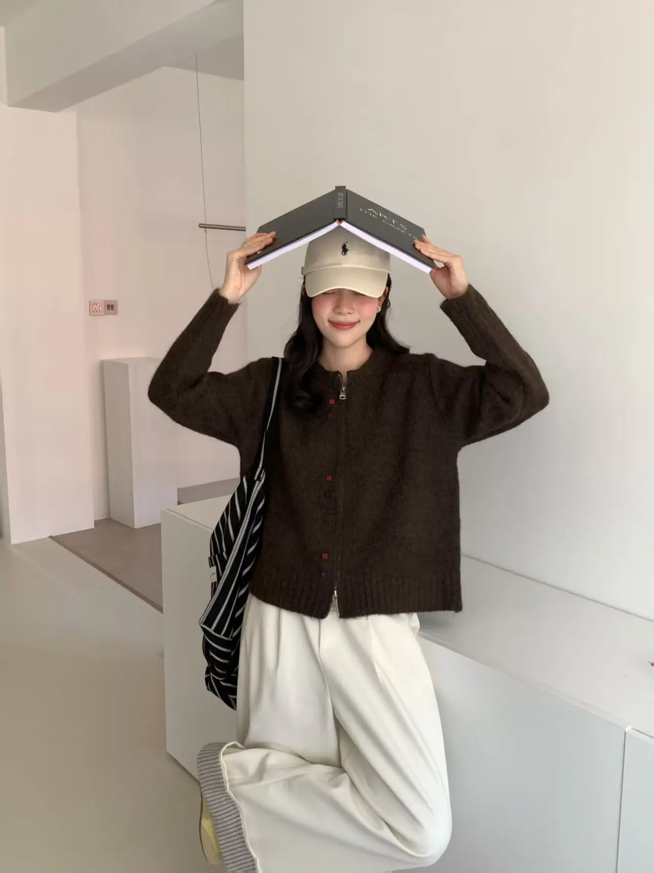레트로 더블 지퍼 울 가디건 상세 이미지 7