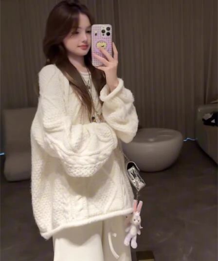 한 부서 품격 느긋한 바람 트위스트 꽃 스웨터 여자 가을 겨울 새로운 라운드 넥 풀오버 두꺼운 니트 꽈배기 맨위 서비스