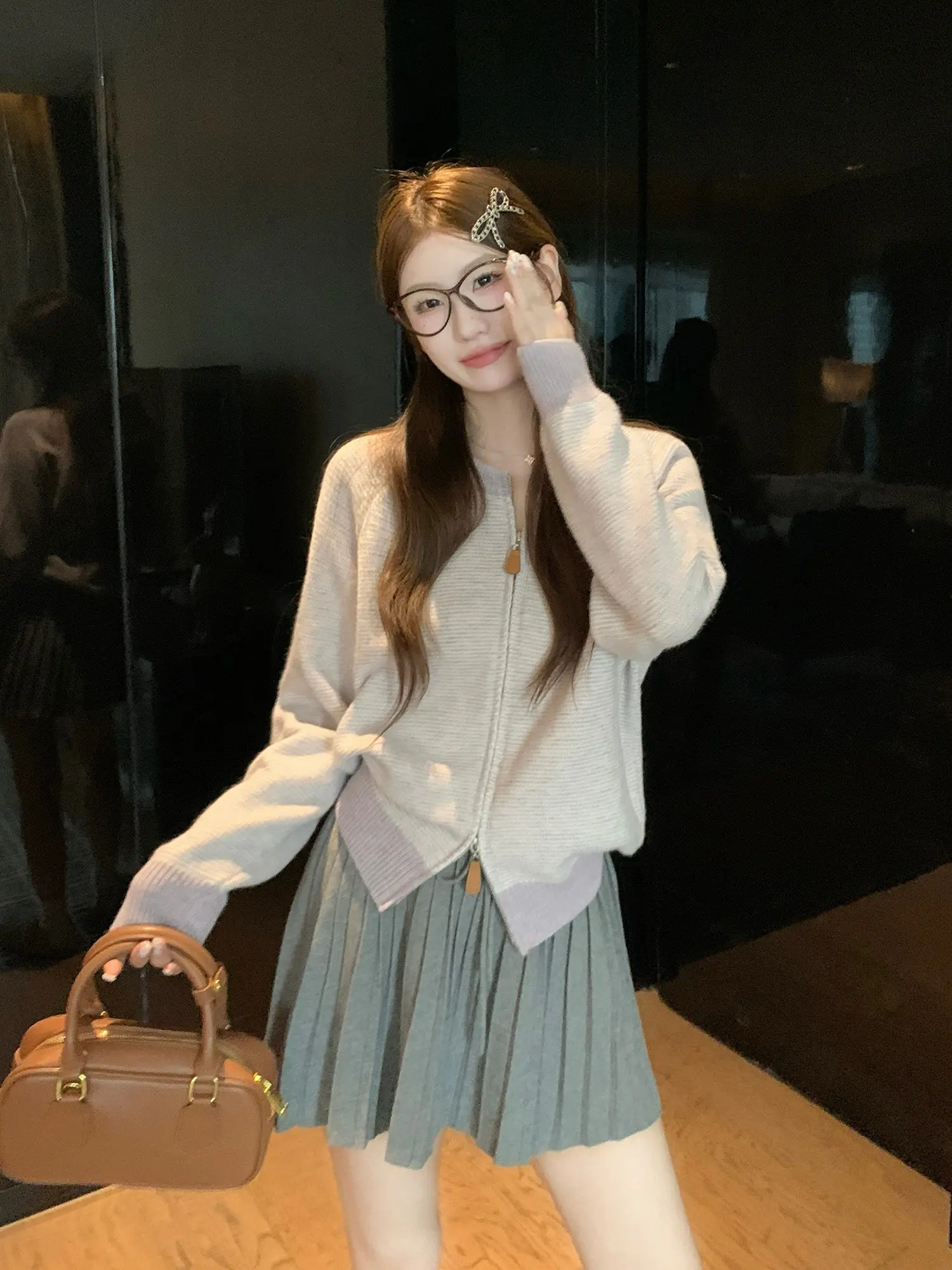 한국인기 배색 스트라이프 지퍼 가디건 상세 이미지 28