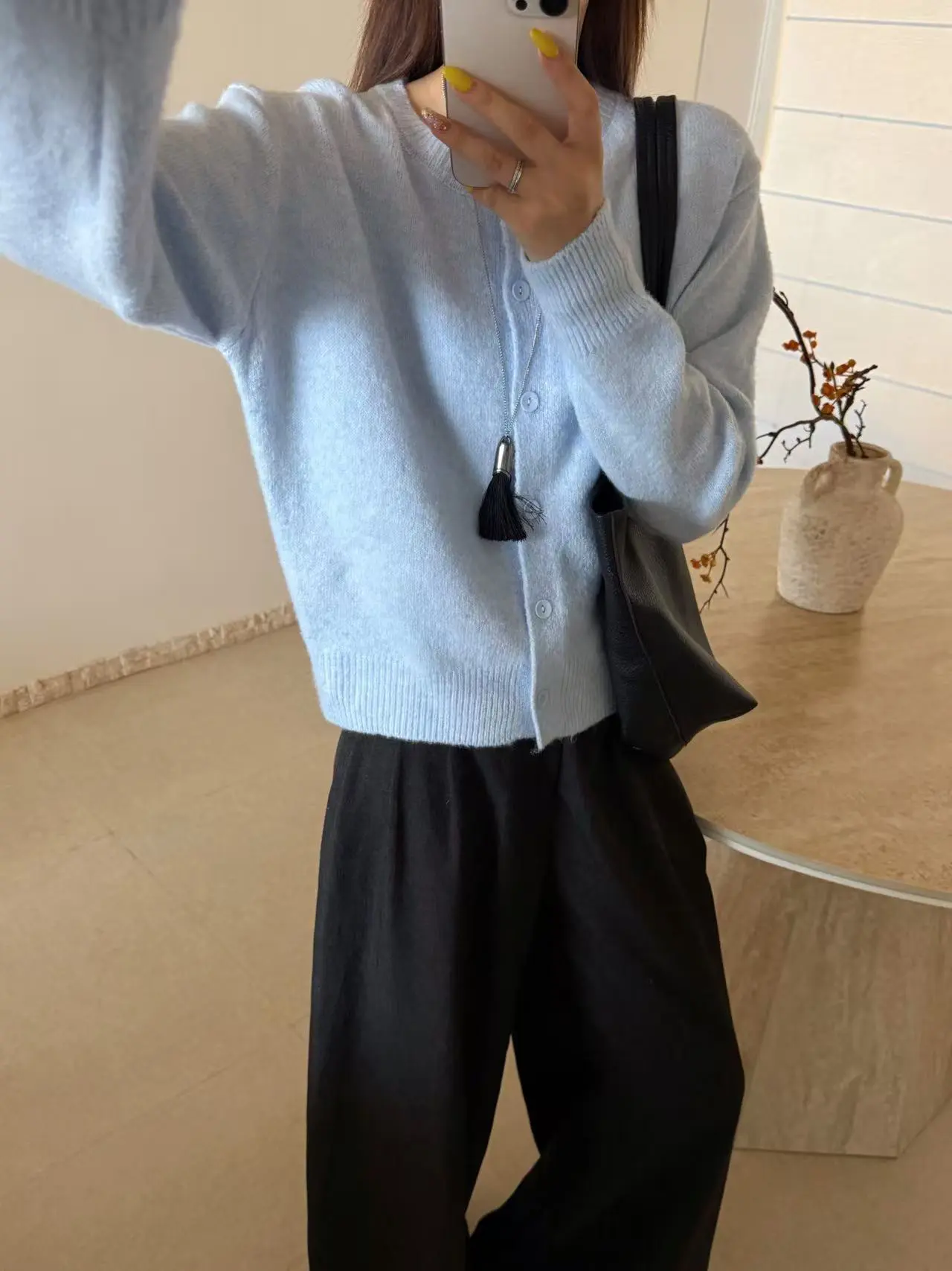 한국인기 울 라운드넥 가디건 상세 이미지 4