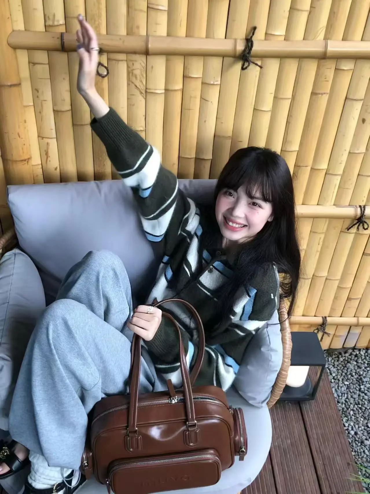 폴로 칼라 스트라이프 울 니트