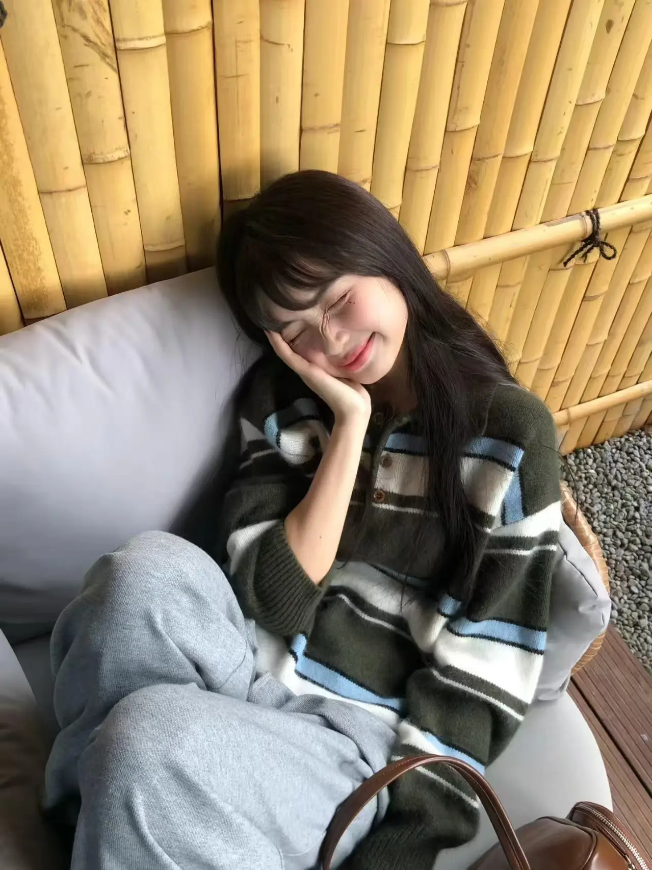 폴로 칼라 스트라이프 울 니트 상세 이미지 3