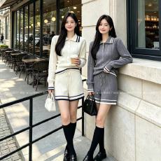 批发撞色针织套装<b class='q'>女</b>秋冬气质休闲<b class='q'>运动</b>风高尔夫网球服两件套毛衣配<b class='q'>短裤</b>