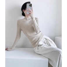 批发半高领修身气质长袖打底<b class='q'>针织衫</b>秋冬新款法式内搭薄款套头毛衣<b class='q'>女士</b>