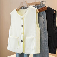 批发实拍2026春夏圆领小西装马甲<b class='q'>外套</b>法式气质无袖坎肩<b class='q'>上衣</b>