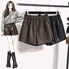 批发<b class='q'>皮短裤</b>女2026秋冬季新款高腰显瘦百搭皮裤阔腿小个子黑色外穿靴裤