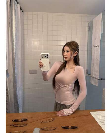 tongiiuu girlsdaily 디자인 센스 스트라이프 패치워크 기본 셔츠 여성 몸매 가꾸기 인사이드 가져 가라. 티셔츠 맨위 가을