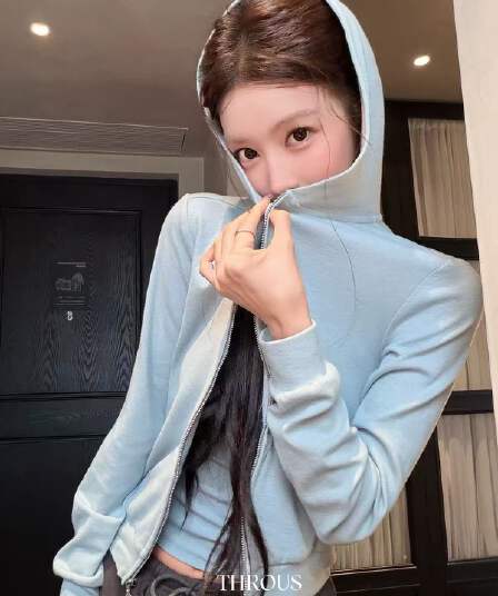 감사합니다. 아니요 고기 후드 루즈핏 지퍼 오픈 가디건 후드티 여성 가을 별 프린트 몸매 가꾸기 좁은 어깨 조끼 세트