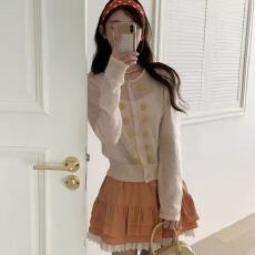 批发2026年 秋季立体花朵刺绣清新减龄显瘦百搭圆领<b class='q'>针织</b><b class='q'>开衫</b>女