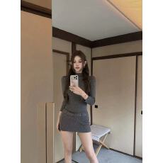 批发Tongiiuu 曲线Slay 设计感针织毛衣<b class='q'>连衣裙</b>女显瘦内搭包臀短裙秋季