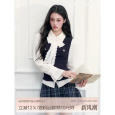 批发fragileheart易碎商店 韩系学院蕾丝拼接<b class='q'>假两件</b>上衣娃娃领<b class='q'>衬衫</b>秋