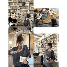 批发FallinFang方几实穿王100竹节棉肩袢<b class='q'>T</b><b class='q'>恤</b>女圆领七分/长袖上衣