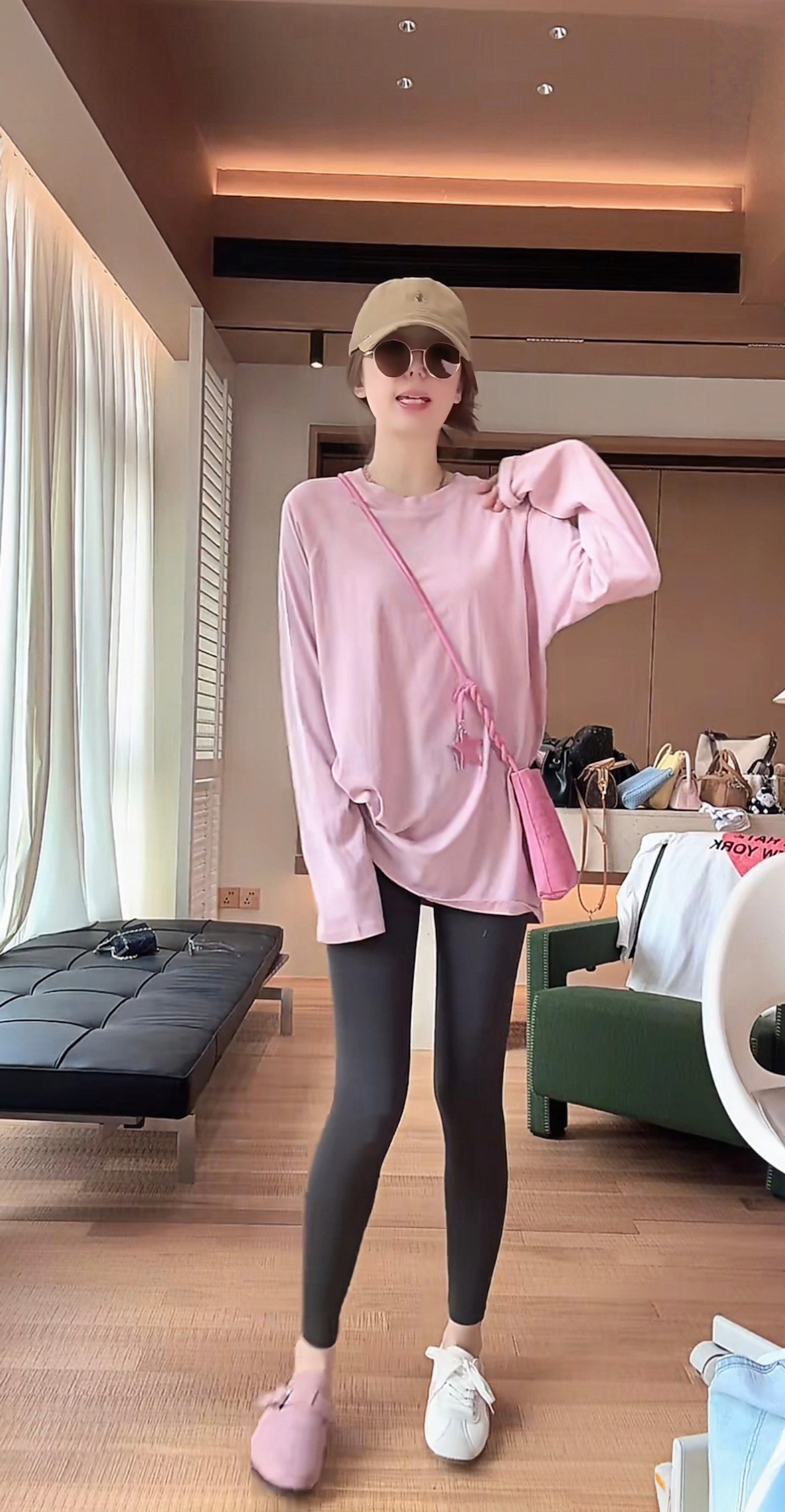 한 부서 패션 외국 가스 라운드 넥 긴팔 티셔츠 여성 이른 봄 중간 길이 루즈핏 다용도 표지 엉덩이 기본 셔츠 맨위