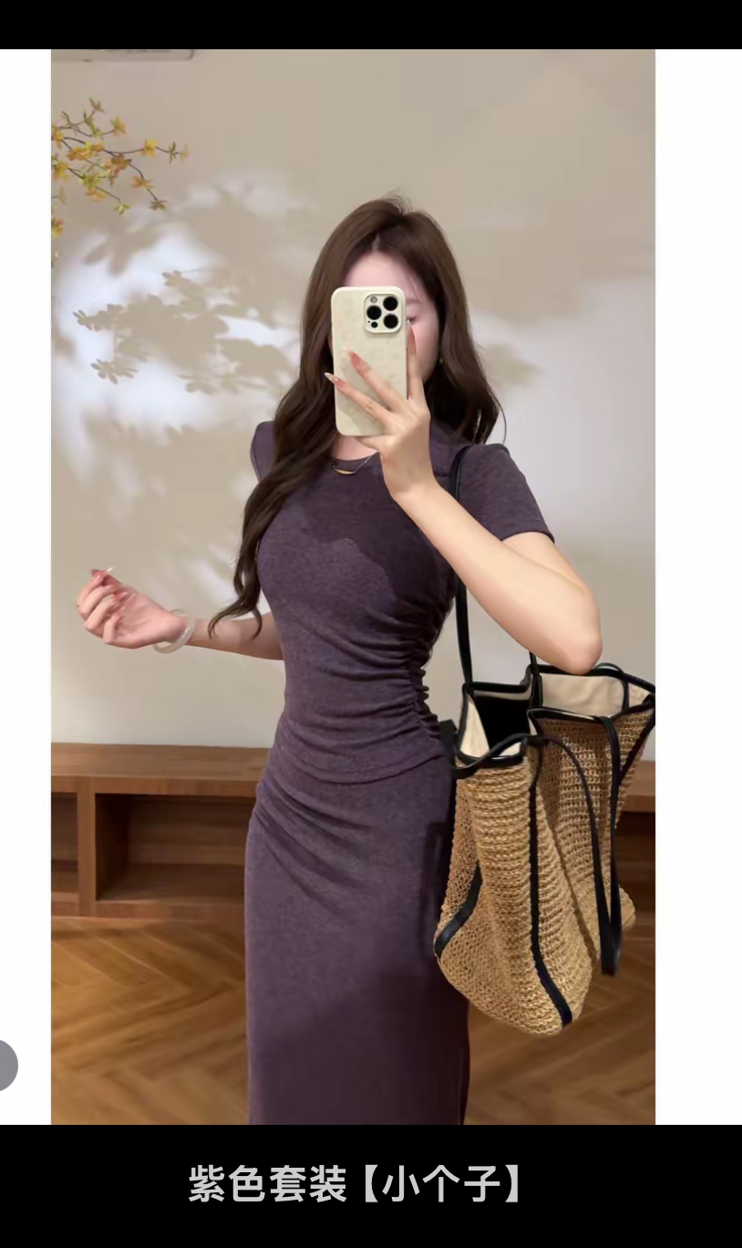 여름 새로운 프랑스식 프린트 허리 수축 몸매 가꾸기 슬림해 보이는 품격 레트로 세트