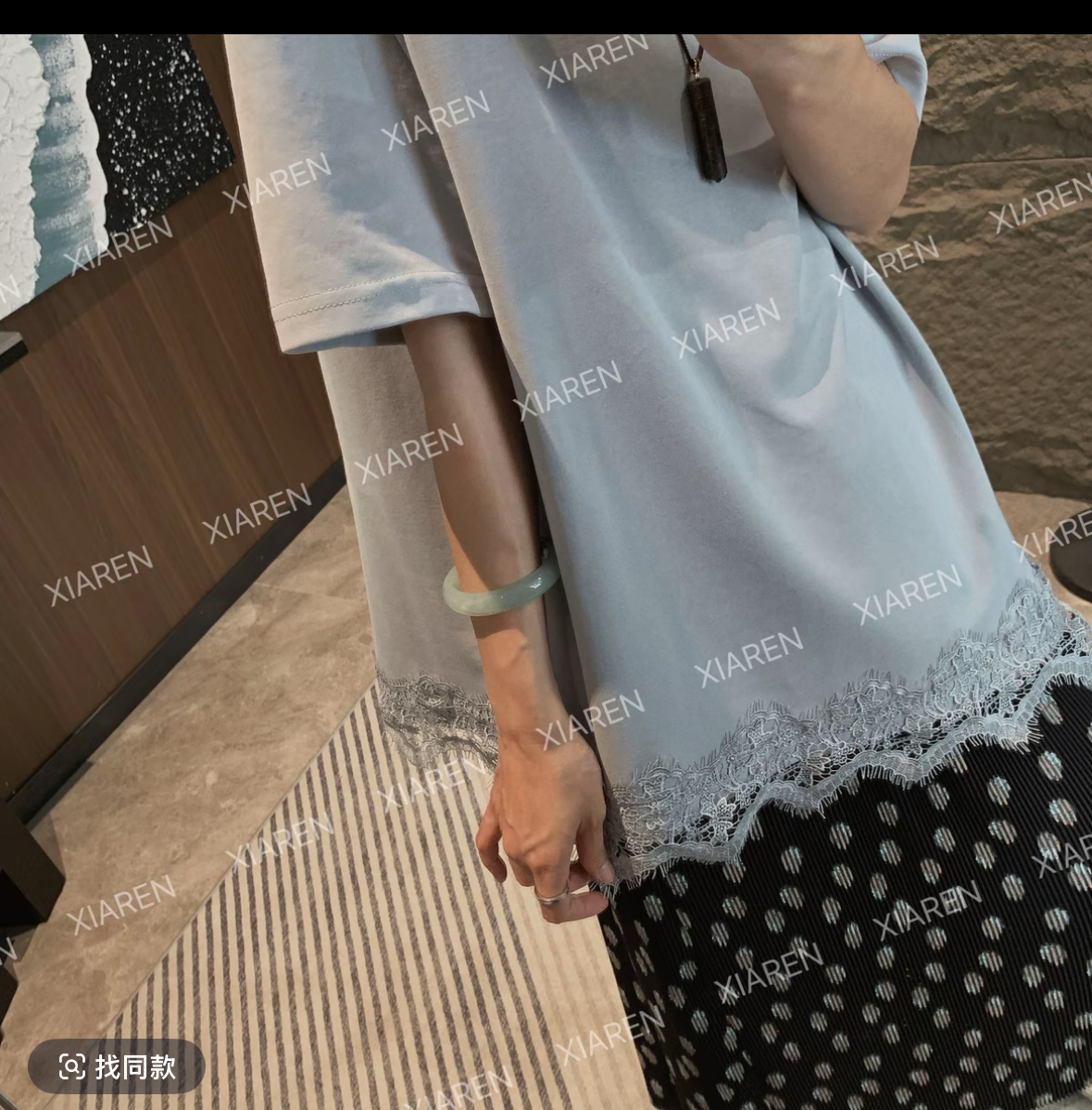 경 사진 레이스 티셔츠 이리저리 떠다니다 번쩍였다 조각 옷 작은 대중 튀김 거리 고급 센스 여성 의류 반팔
