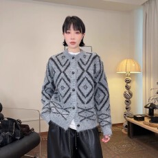 批发欧洲站2025秋新款法式复古温柔风毛衣短外套秋冬百搭宽松针织<b class='q'>开衫</b>