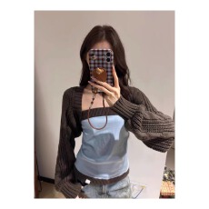 批发韩系早秋季穿搭坎肩毛衣针织开衫<b class='q'>外套</b>女2025新款抹胸上衣两件套装