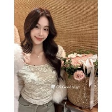 批发【GS.GOOD START】秋冬法式浪漫纯欲蕾丝修身<b class='q'>小衫</b>打底衫