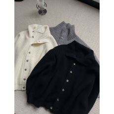 韩系穿搭白色高领毛衣开衫外套女秋冬宽松慵懒风巨好看针织衫上衣