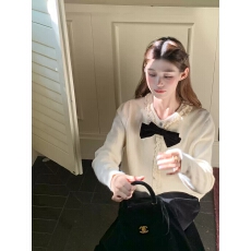 批发杏仁甜契 棉质花边围绕米色甜美百搭羊毛衫针织毛衣女冬