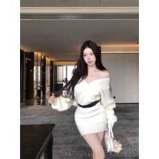 批发法式慵懒松弛感穿搭针织连衣裙女秋<b class='q'>冬</b>新款设计感小众长袖A字裙子