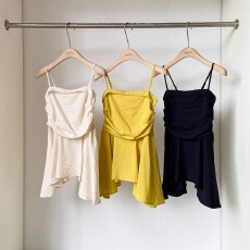 韩式设计感褶皱不规则吊带背心女2026春夏季百搭外穿显瘦修身上衣