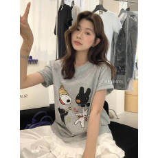 THE LEMON柠檬绿茶2026夏季韩系卡通风短袖T恤女宽松百搭印花上衣