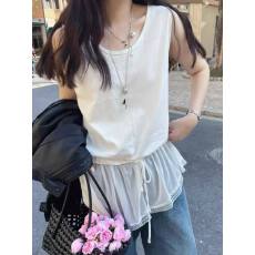 批发蕾丝拼接背心女2026年春夏新款宽松<b class='q'>打底衫</b>设计感无袖外穿<b class='q'>吊带</b>上衣