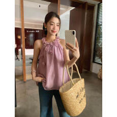 批发紫色木耳挂脖式露肩吊带叠穿背心女内搭可外穿辣妹无袖上衣2026夏