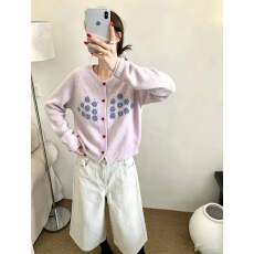 批发花朵刺绣毛衣<b class='q'>开衫</b>外套女秋冬季巨好看的<b class='q'>圆领</b><b class='q'>针织</b>衫设计感小众上衣