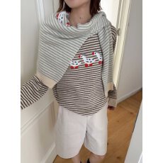 早秋通勤风新款韩国东大门气质条纹百搭鸭子韩系撞色圆领套头毛衣