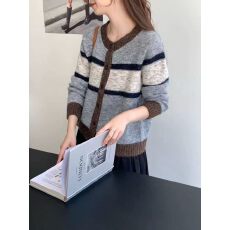 批发长袖毛衣单穿上衣秋季新款韩版复古风长袖针织<b class='q'>开衫</b>女宽松休闲