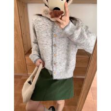 批发复古撞色边圆领纽扣针织<b class='q'>开衫</b>女宽松毛衣外套设计感韩版<b class='q'>女装</b>秋冬新