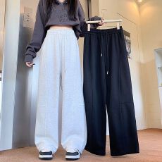 批发实拍2025秋装新舒棉松弛感香蕉裤宽松阔腿<b class='q'>运动</b>裤卫裤休闲裤女