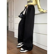 批发<b class='q'>实拍</b>2025秋装包边立体腰灰色卫裤ins宽松休闲运动裤直筒长裤子