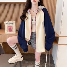 批发实拍2025冬装华棉复<b class='q'>天鹅</b>绒大码加绒加厚拼色外套卫衣女