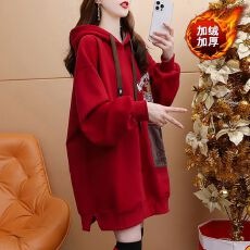 批发冬装<b class='q'>婴儿</b>绒一体绒加绒加厚大码女装外套红色<b class='q'>卫衣</b>女