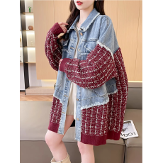 批发抖音质量2025秋冬装新款洋气百搭韩版宽松<b class='q'>牛仔</b>毛衣开衫外套<b class='q'>女</b>