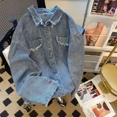 批发实拍2025冬装原版牛仔质量大码300斤加绒加厚牛仔衬衫<b class='q'>外套女</b>